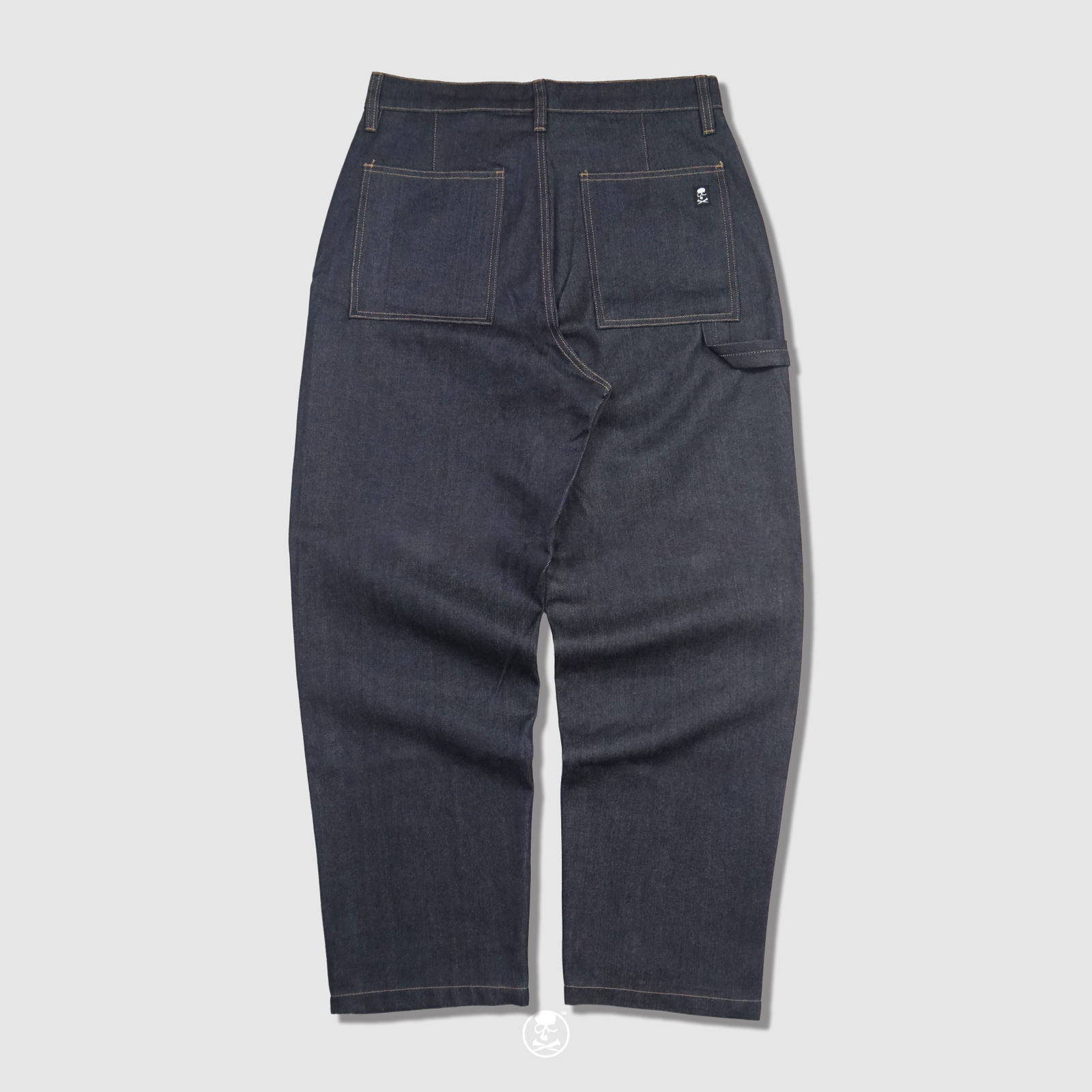 DETERMINED Baggy Carpenter Pants METAL RAW DENIM Blue Black Celana Panjang Pria - Gambar 2
