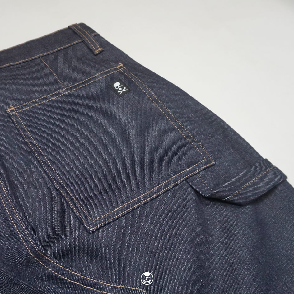 DETERMINED Baggy Carpenter Pants METAL RAW DENIM Blue Black Celana Panjang Pria - Gambar 5