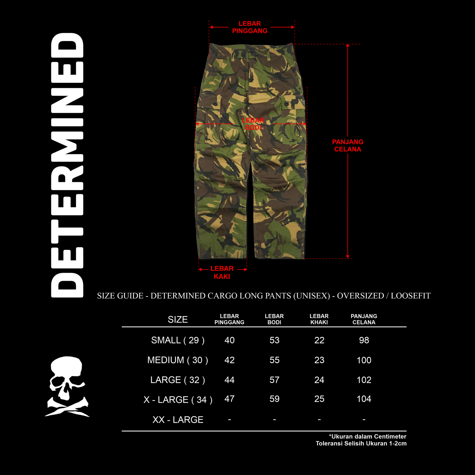 DETERMINED Cargo Longpants CAMO ZONE Celana Panjang Pria - Gambar 7